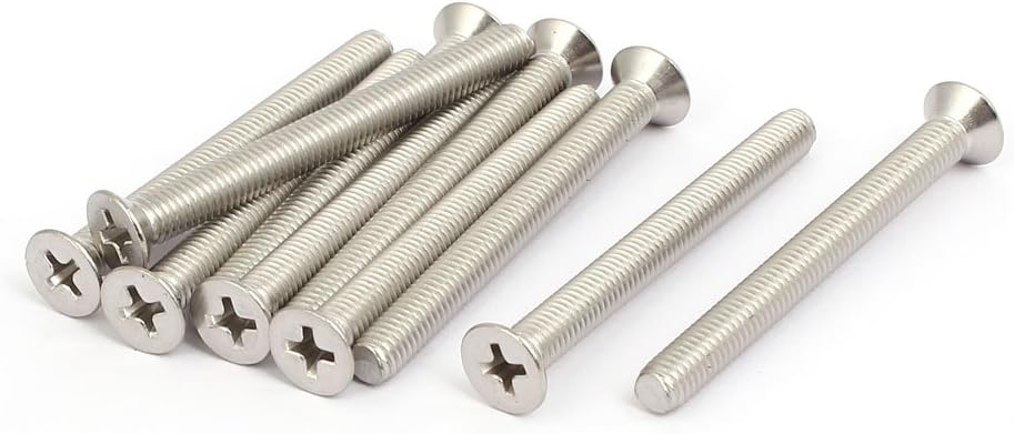 M5x50mm 316 Stainless Steel Phillips Socket Flat Head Machine Screws 10pcs