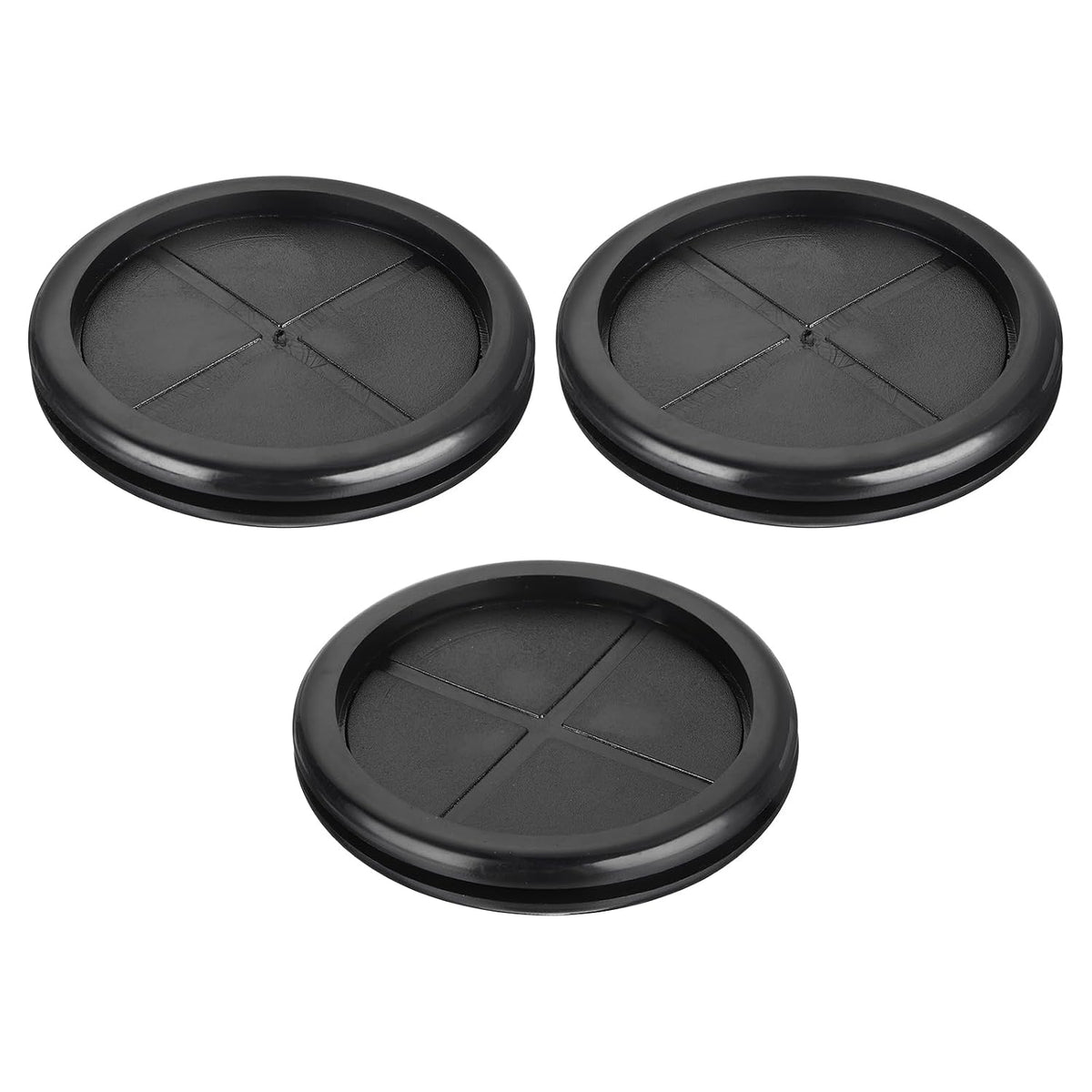 3Pcs Rubber Grommets 2-4/8" (63mm) Drill Hole, 2-1/4" (58mm) ID Double Sided Hole Plugs Ring Gasket for Firewall Cable Wire Protecting, Black