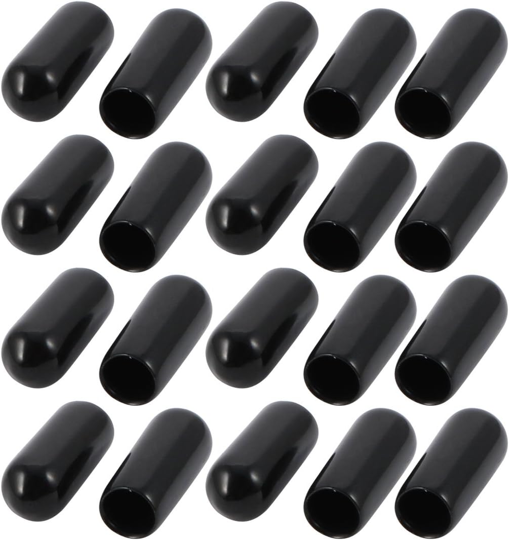 20Pcs 4.5mm Inner Dia PVC Flexible Vinyl End Cap Screw Thread Protector Cover Black