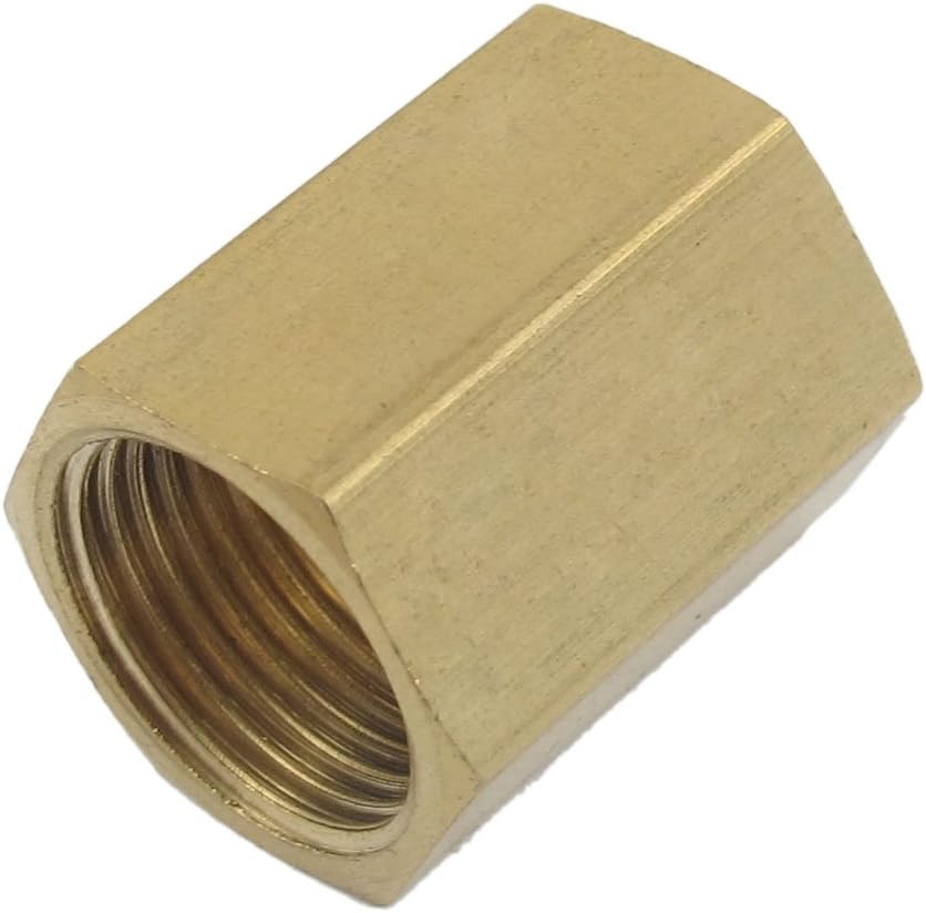 Gold Tone Brass 3/8" PT Thread Diameter Connector Nut Hex Rod Coupling