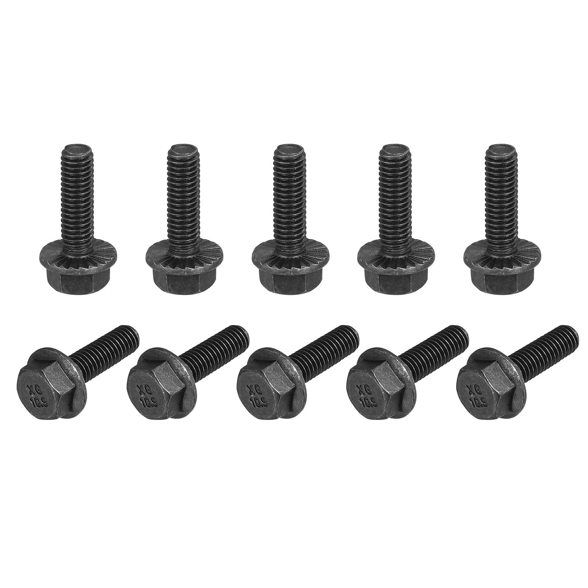 M6-1x20mm Hex Serrated Flange Bolts 10.9 Grade Carbon Steel Screws 40pcs