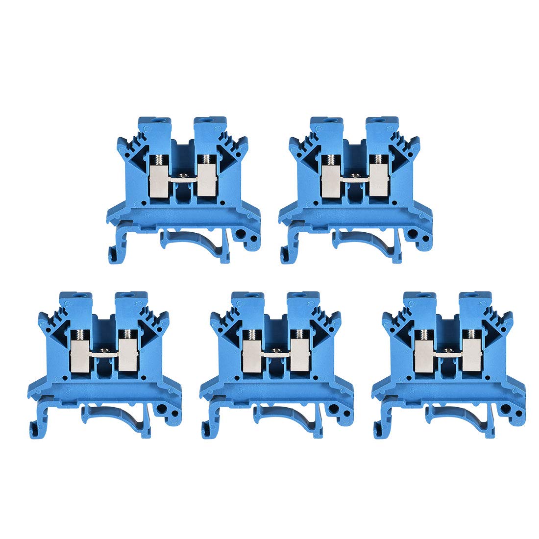 DIN Rail Terminal Block UK2.5B 690V 32A Screw Clamp Connector 2.5mm2 Blue 5 Pcs