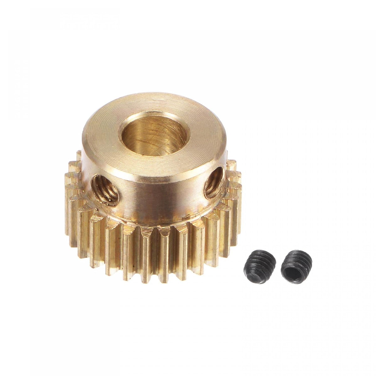 Pinion Gear Set, Brass Motor Rack Straight Spur Gear with Step, 0.5 Mod 28T 5mm Bore 15mm Outer Dia, M3 Set Screws Included