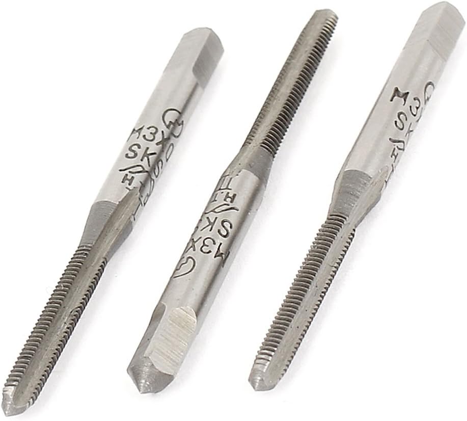 M3 x 0.5 Metric SKS2 Straight 3 Flutes Bottoming Taper Hand Taps Set 3 Pcs