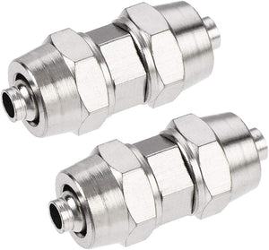 Compression Tube Fitting Nickel Plating for 6mm Pneumatic Hose Tube 2pcs