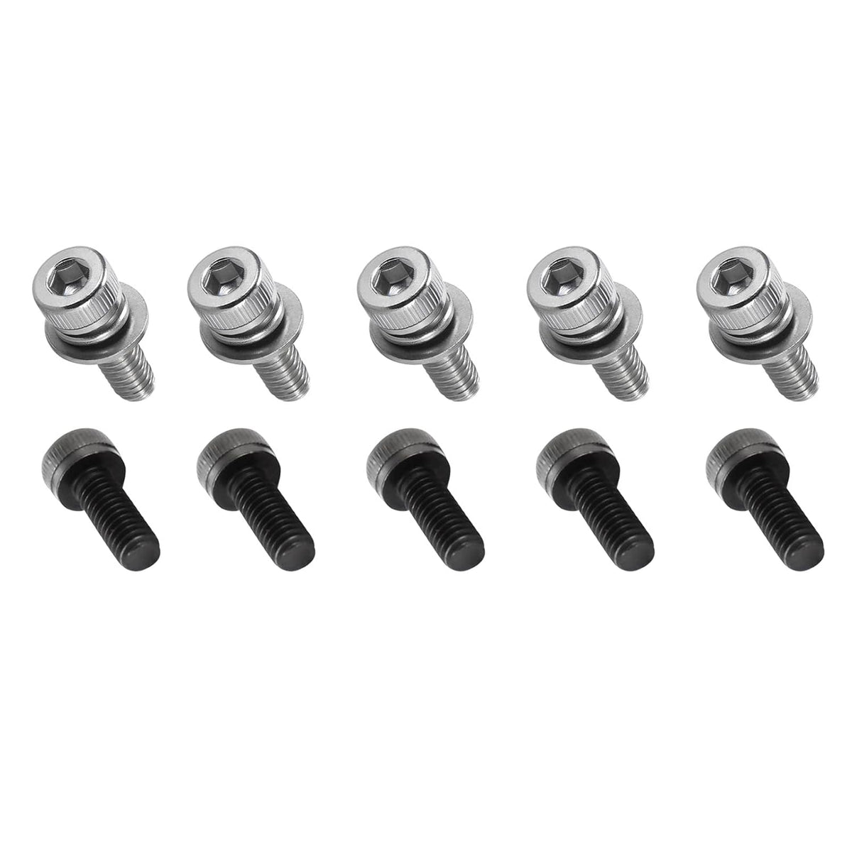 20pcs M4x10mm Hex Bolts Screws, 10pcs M4x12mm Stainless Steel Hex Socket Head Cap Screws Bolts Combine with Spring Washer and Plain Washers