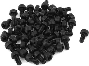 M3 x 6mm Nylon Phillips Cross Pan Head Machine Screws Black 50 PCS