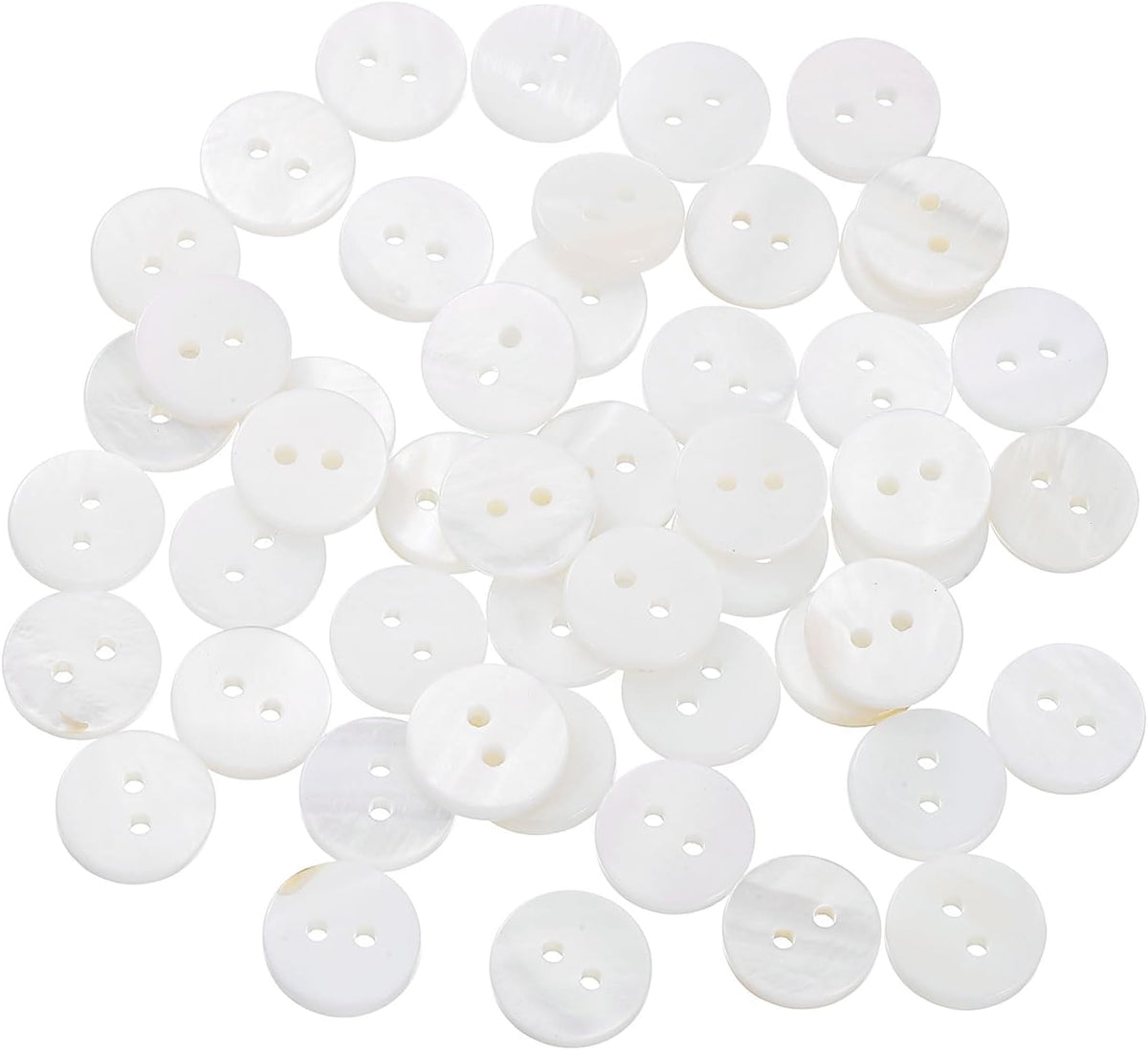 50 Pcs Natural Shell Buttons, 2 Hole Mother of Pearl Buttons 11.5mm Sewing Buttons Sewing Craft Buttons for Shirt Sewing DIY Crafts Decoration, White