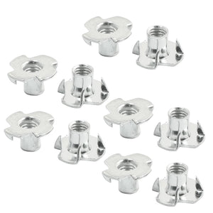 10Pcs Silver Tone T Nuts 4-Claw Nut for 6mm Diameter Screw