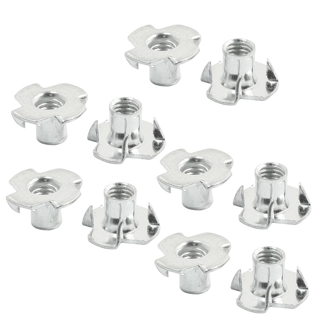 10Pcs Silver Tone T Nuts 4-Claw Nut for 6mm Diameter Screw