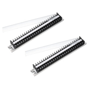 2 Pcs Barrier Terminal Strip Block 660V 15A Dual Rows 25 Positions Nickel Plated Copper Rail Base Screw Connector(The Shell is Made of Flame Retardant and Heat Resistant Material)