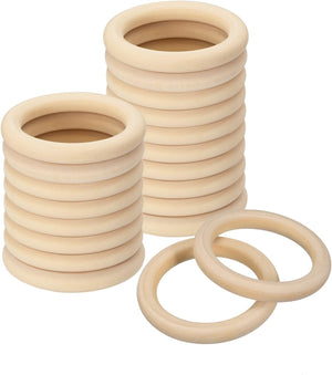 20Pcs 65mm(2.6-inch) Natural Wood Rings, 10mm Thick Smooth Unfinished Wooden Circles for DIY Crafting, Knitting, Macrame, Pendant