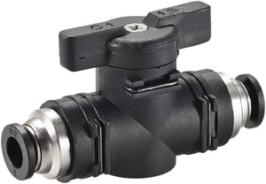 Pneumatic Ball Valve, Push to Connect Shut off Valve, 6mm Inner Diameter, for Air Flow Control, Plastic Zinc Alloy Black