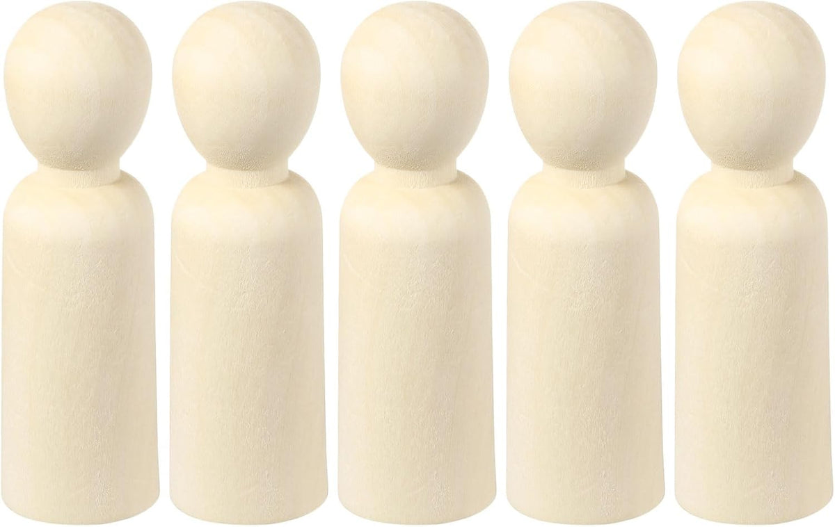 5 Pack Wood Peg, 5 Inch Boy-Shape Wooden Peg People, Unfinished Wooden Peg People Bodies Figures for DIY Art Craft Painting