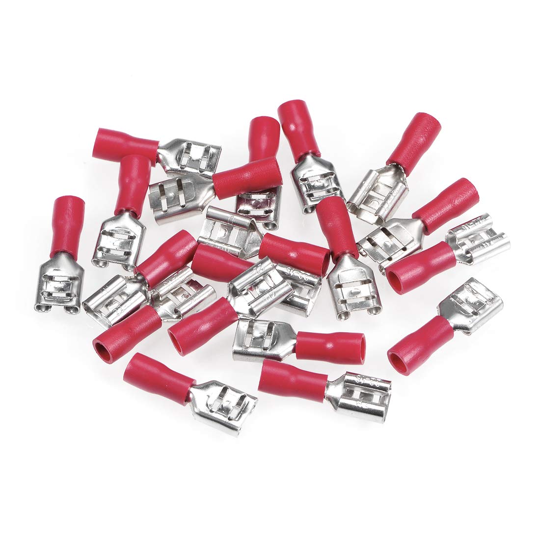 20 Pcs Wire Terminals Connector Female Insulated Spade Wire Electrical Connect Crimp 18-22 AWG Red