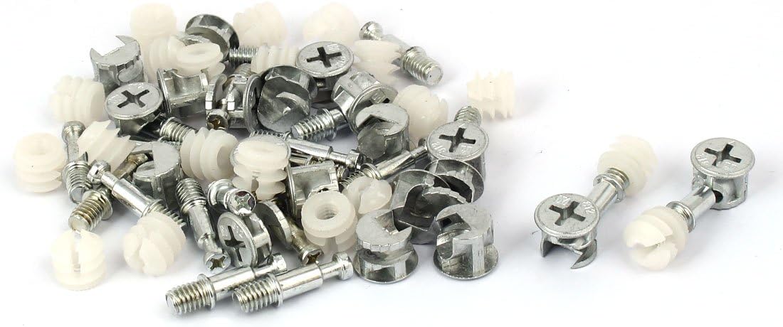 3-in-1 Furniture Connecting Kit 13mm OD Cam Fitting, 6x25mm Dowel Screws, 11mm OD Pre-Inserted Nut 20 Sets