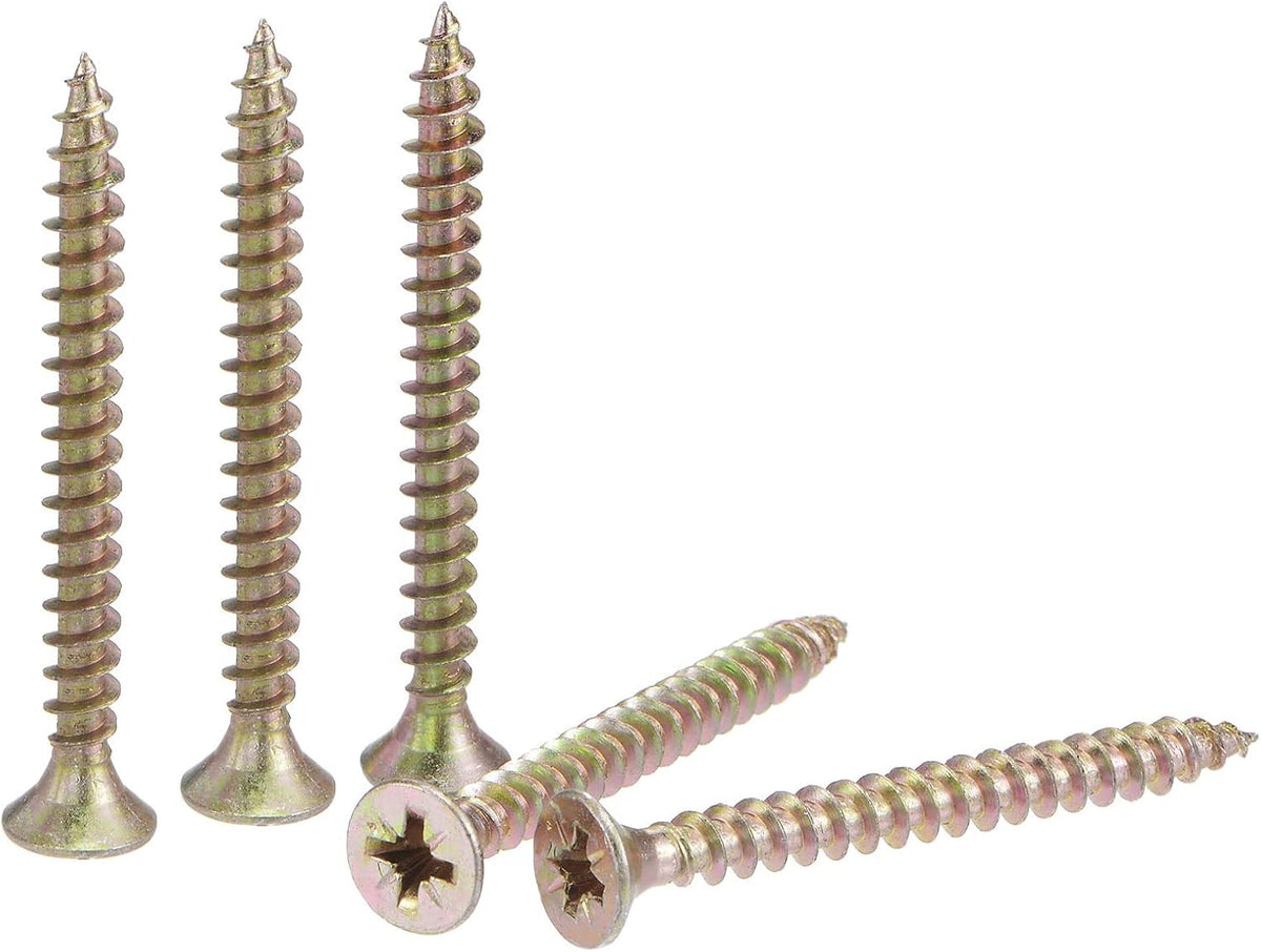 M5 x 50mm Wood Screws Phillips Flat Head Carbon Steel Color Zinc Plated Self Tapping Screws 50pcs