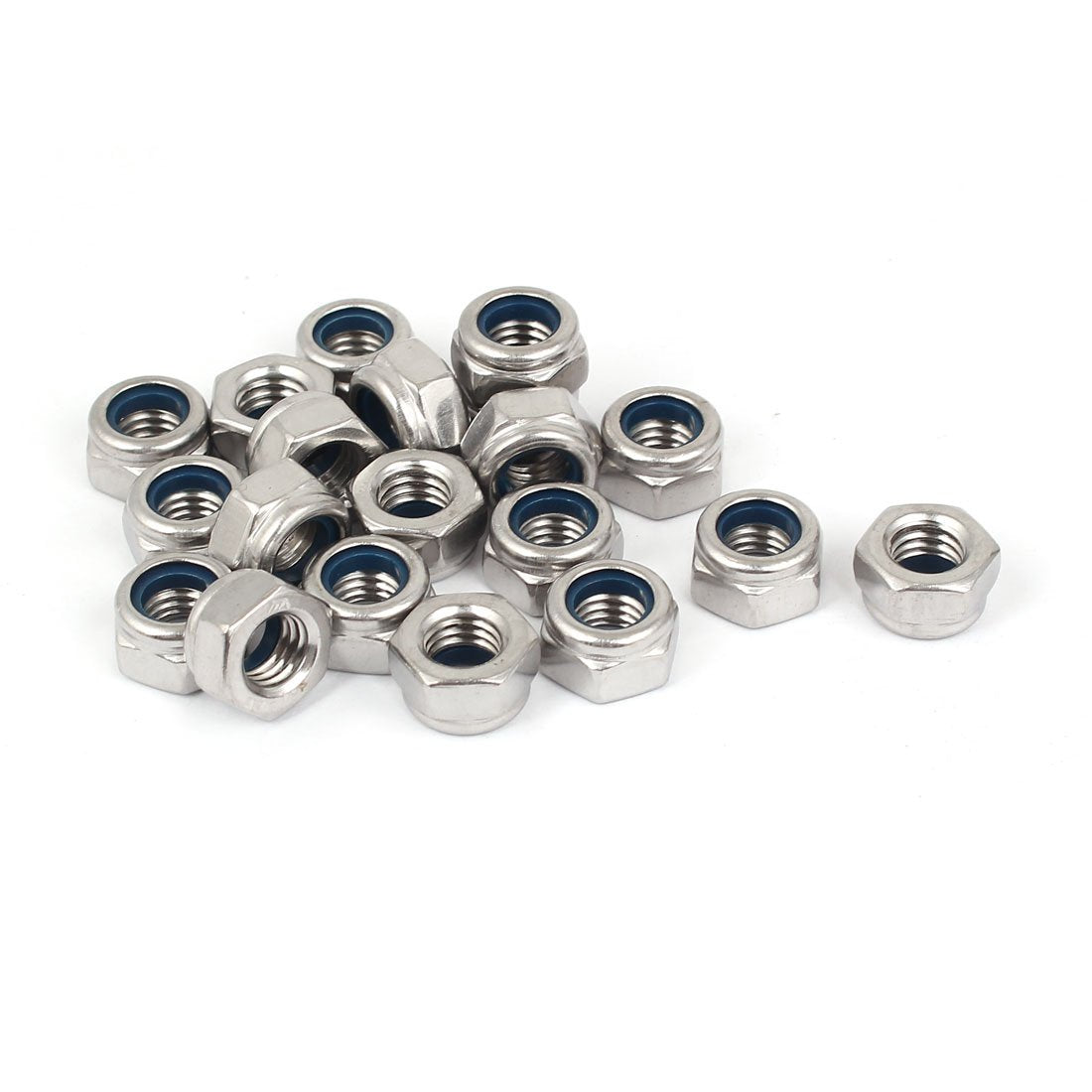 M8 304 Stainless Steel Self-Locking Nylon Insert Hex Lock Nuts 20pcs
