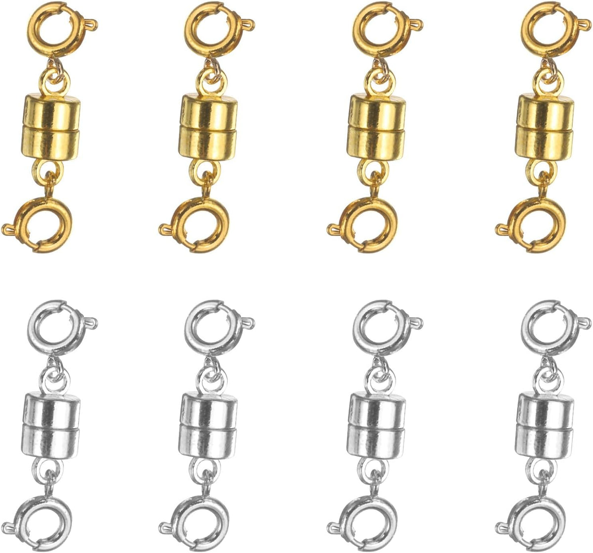 8pcs Double Magnetic Necklace Clasps and Closures, Magnetic Bracelet Locking Clasps Beads Chain Converters for DIY Jewelry Making, Bracelet Put on Helper, Gold, Silver