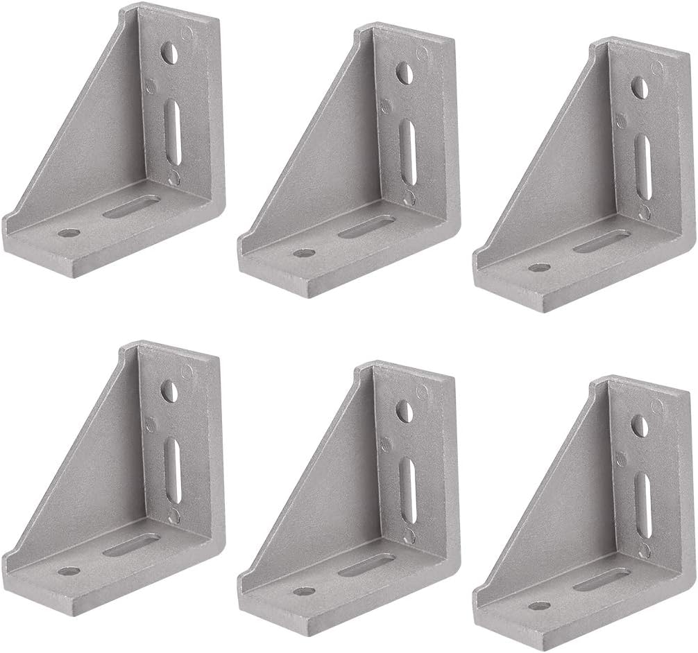 Corner Bracket Gusset, 80mm x 80mm for 4040 Series Aluminum Extrusion Profile, 6 Pcs (Silver)