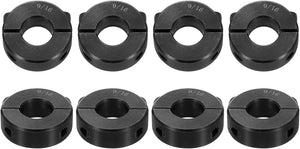 8pcs Double Split Shaft Collar for 9/16" Shaft, Two-Piece Clamping Collar, 1-1/4" OD, 7/16" Width, Black Oxide Steel Lock Collar Clamp, Set Screw Style
