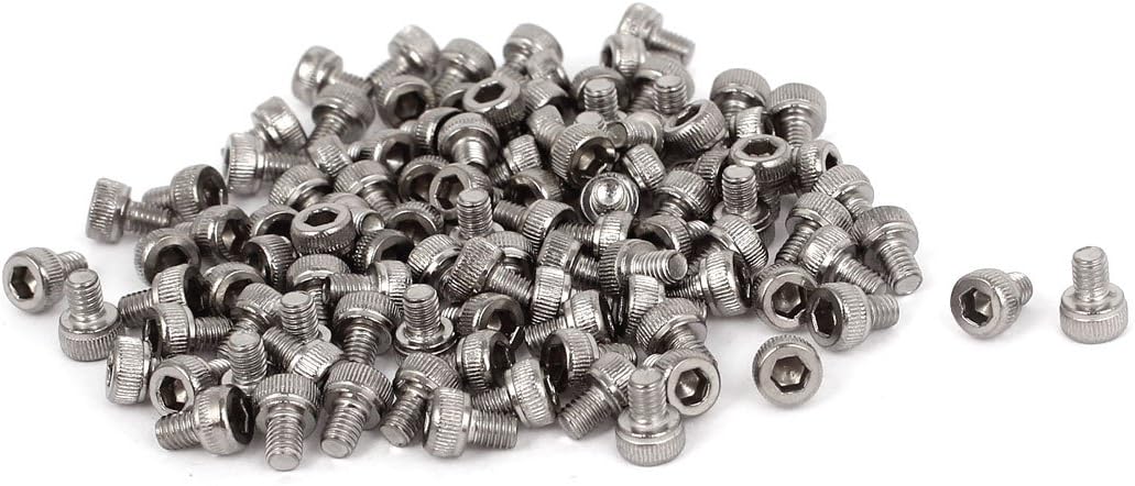 M3x4mm 0.5mm Pitch Bolts Hex Socket Cap Knurl Head Screws 100pcs