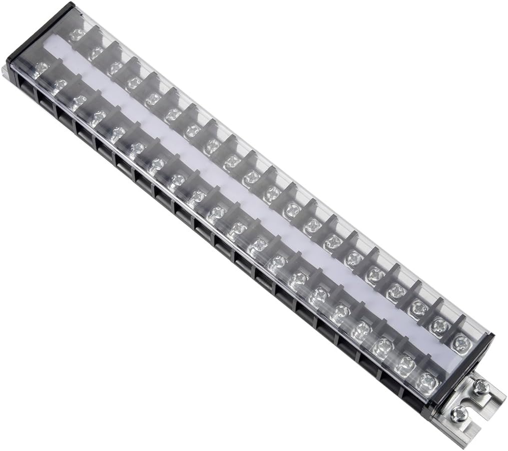 Barrier Terminal Strip Block 660V 20A Dual Rows 20P DIN Rail Base Screw Connector