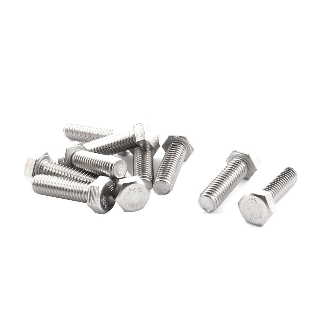 a14103100ux0078-DM Full Thread Hex Cap Bolt, 304 Stainless Steel, 3/8"-16 x 1 1/4" Size (Pack of 10)