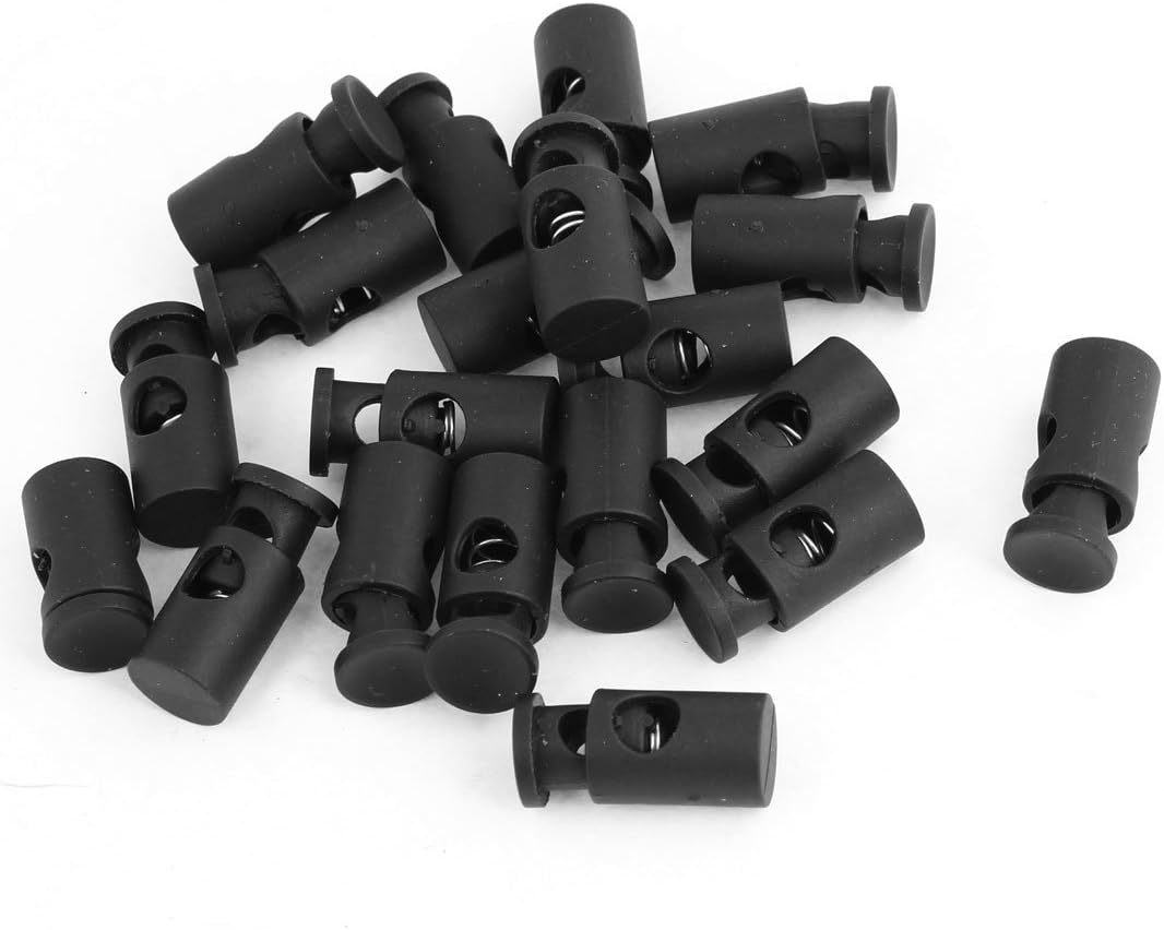 LinkMejor Rope Cord Locks Ends Drawstring Toggles 5.5mm Dia Hole 20 Pcs Black