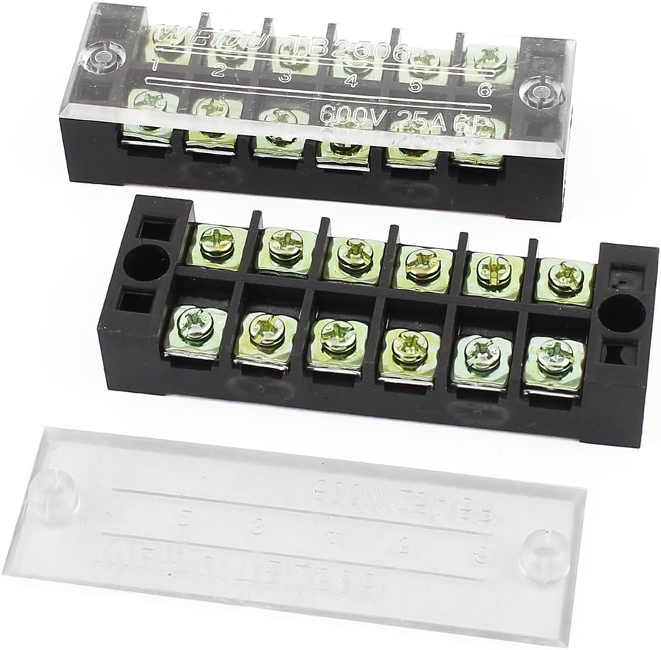 2Pcs 600V 25A Screw Electric Wire Connection Barrier Terminal Strip