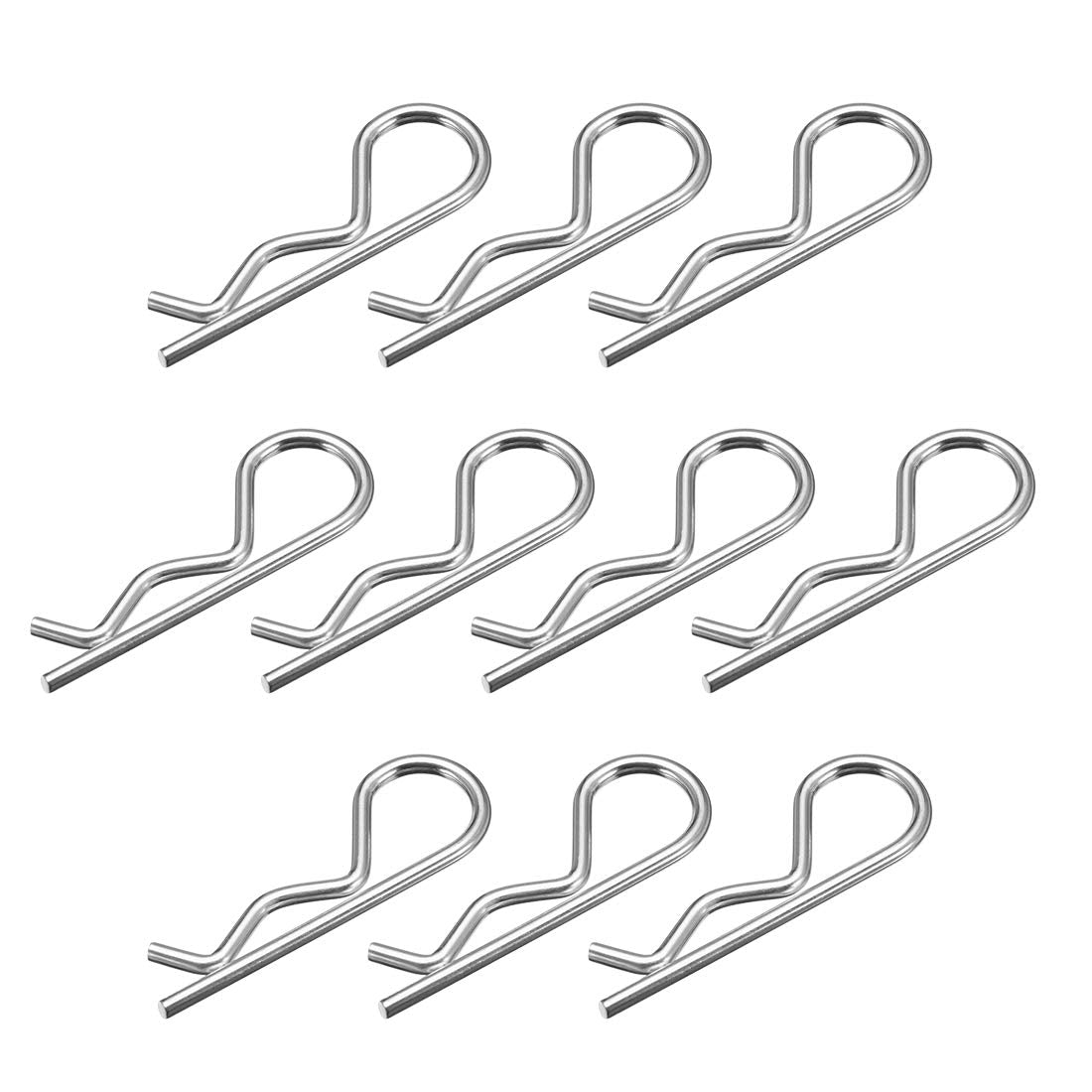 Clip Pins 3mm Wire Carbon Steel 60mm Length Trailer R Shaped Spring Cotter Tractor Mower Fastener Hardware Silver Tone 10pcs