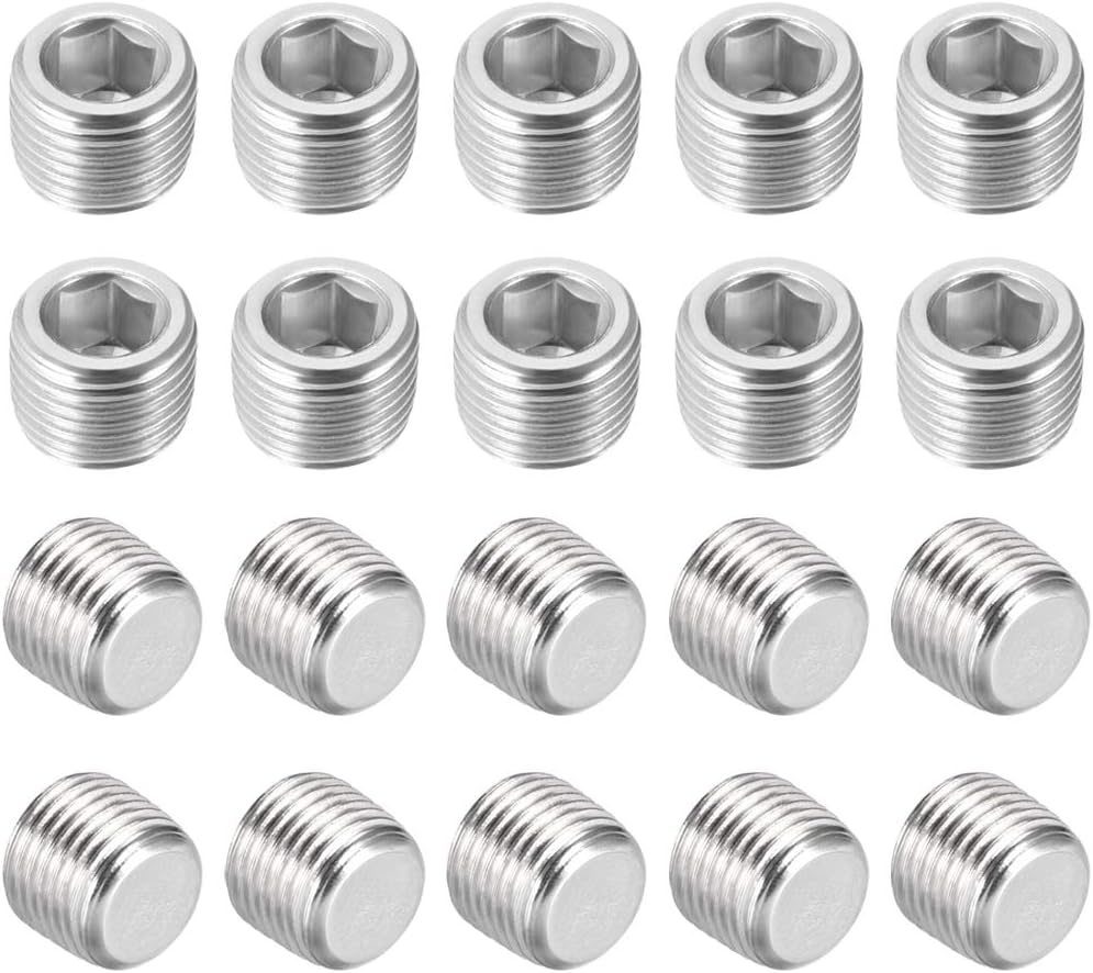 Iron Hex Socket Pipe Fitting, G1/8 Male Thread Hose Adapter Connector, for Garden Pipe Pneumatic Solenoid Valve, 20Pcs
