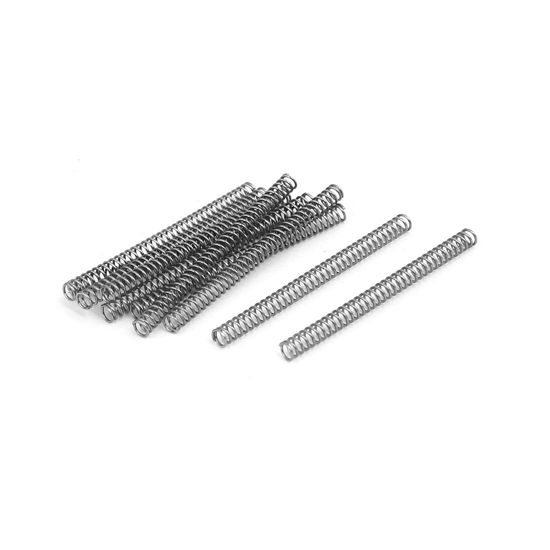 Compression Spring,304 Stainless Steel,3mm OD,0.4mm Wire Size,40mm Free Length,Silver Tone,10Pcs