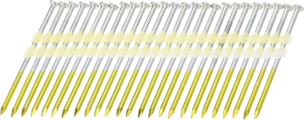 500Pcs 21 Degree 0.131" x 3-1/4" Framing Nails, Galvanized Carbon Steel Plastic Collated Nails for Furniture/Constructions, Color Zinc