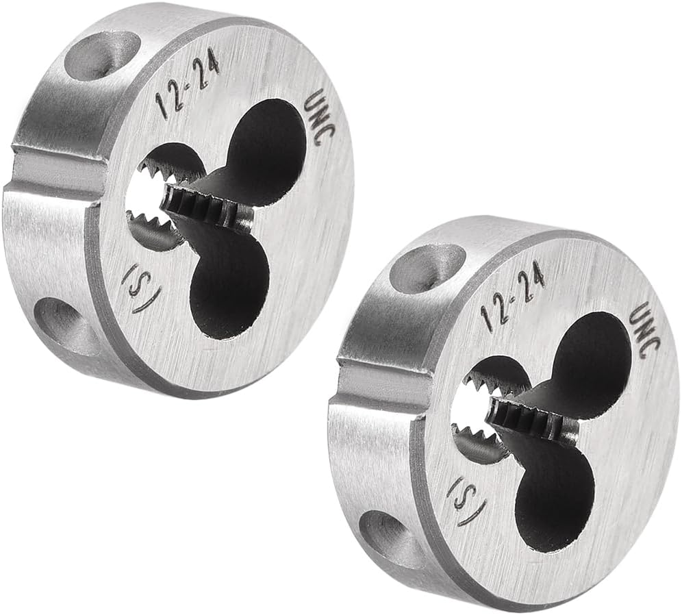 12-24 UNC Round Die, Machine Thread Right Hand Threading Die, Alloy Tool Steel Screw Thread Cutting Die, 2pcs