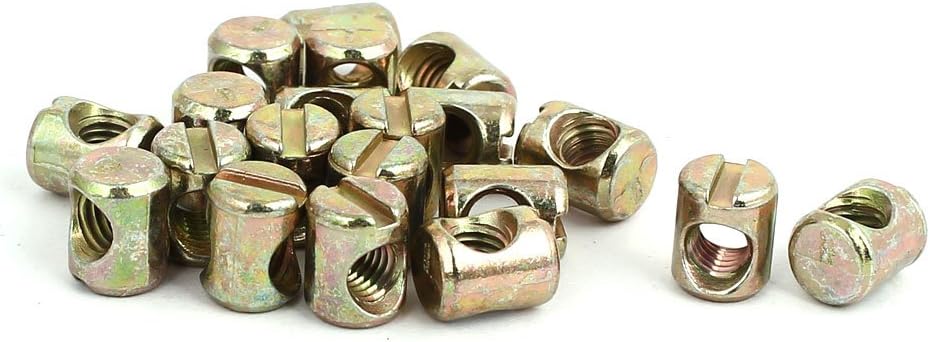M5x10mm Yellow Zinc Plated Slotted Barrel Nuts 20pcs