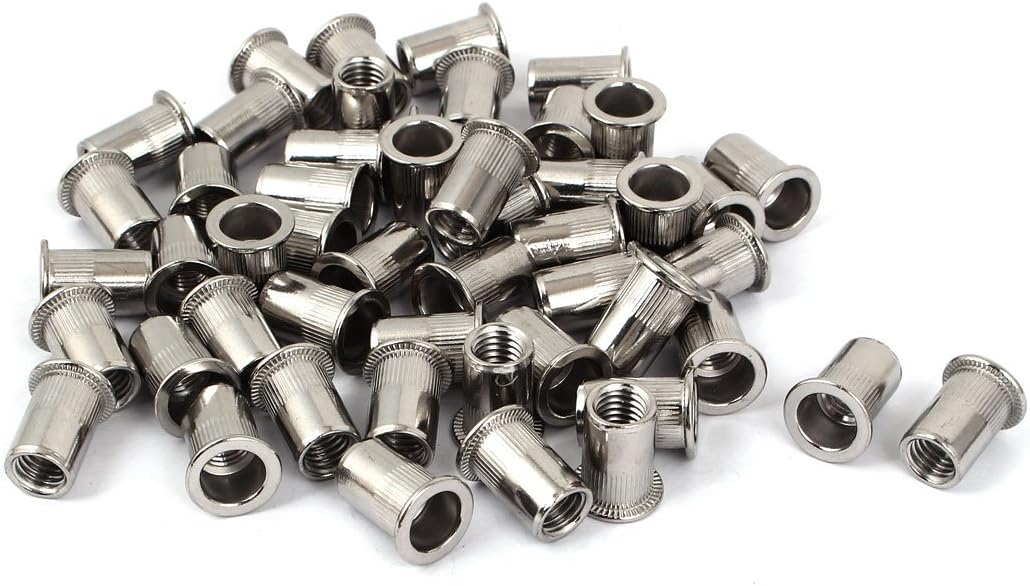 M10 Stainless Steel Flat Head Rivet Nut Insert Nutsert Silver Tone 50pcs