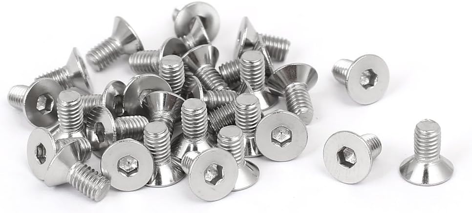 DIN7991 M3x6mm 316 Stainless Steel Flat Head Hex Socket Cap Screw Bolt 30pcs