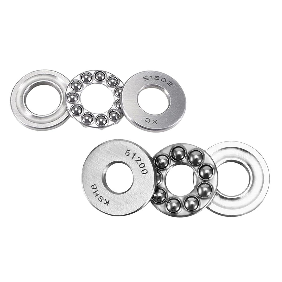 Single Thrust Ball Bearings 51200 10mm x 26mm x 11mm, 51202 32mmx15mmx12mm 9pcs