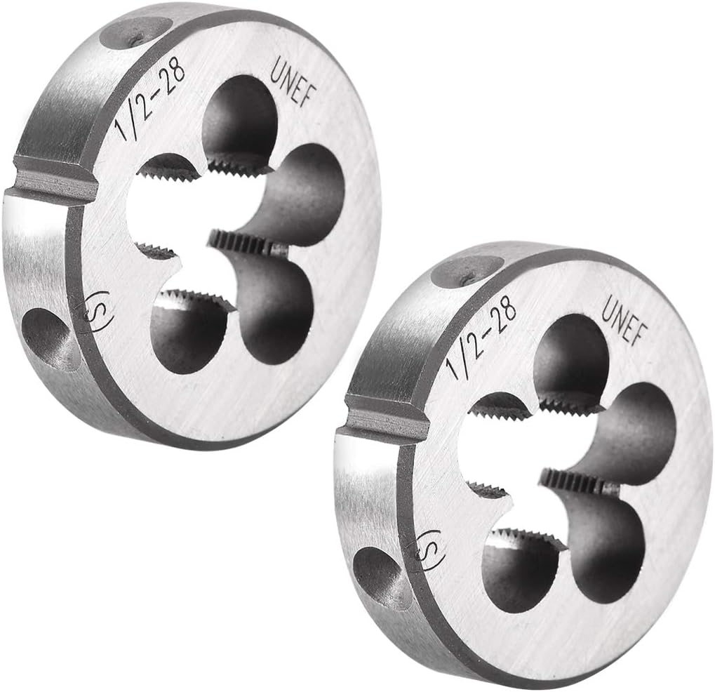 1/2-28 UNEF Round Die, Machine Thread Right Hand Threading Die, Alloy Tool Steel Screw Thread Cutting Die, 2pcs