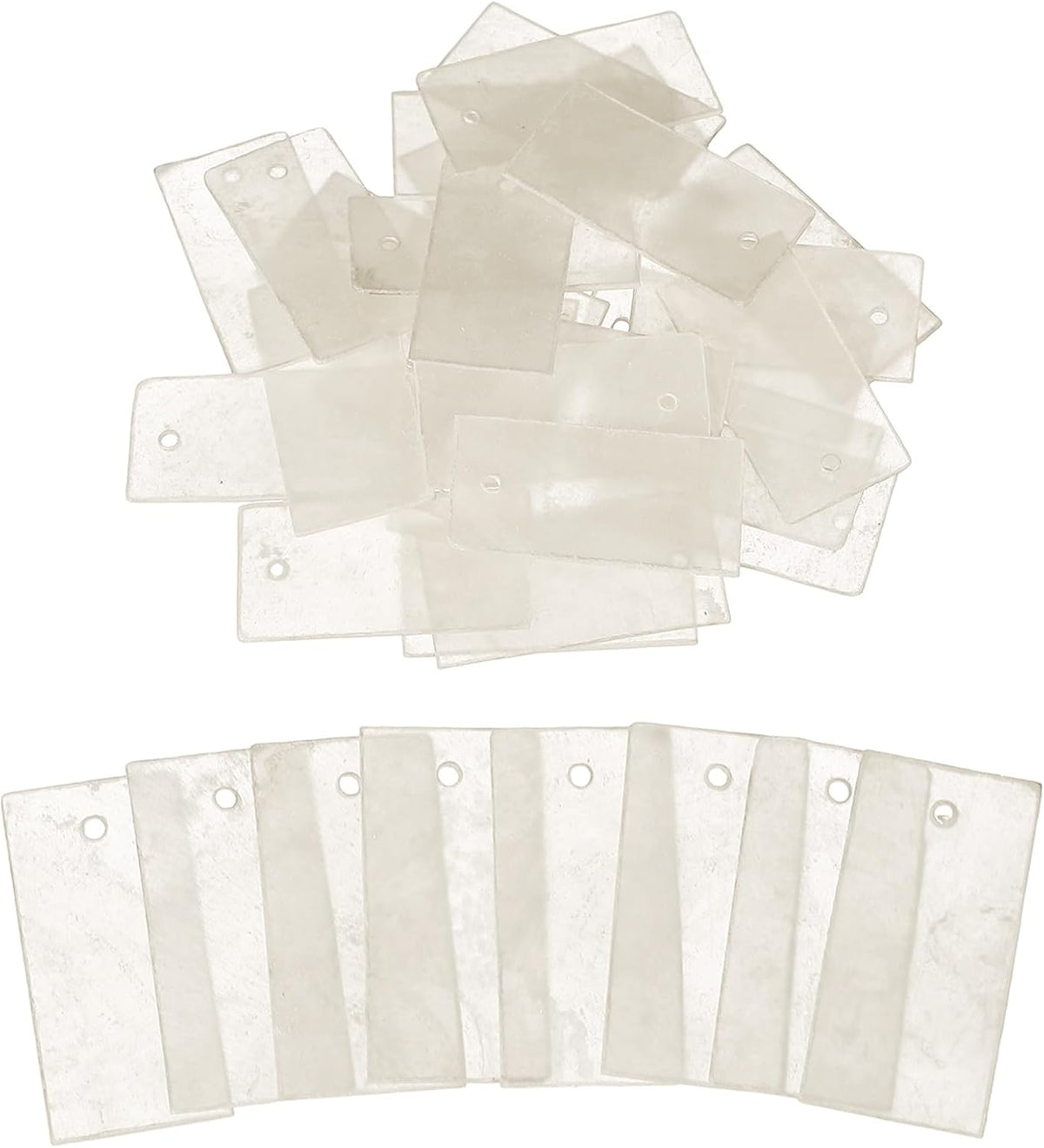 20 Pcs Capiz Shells, 15 mm x 30 mm Natural White Square Mica Sheets Single Hole for DIY Craft Making Wind Chimes Home Decoration Wedding Decorations