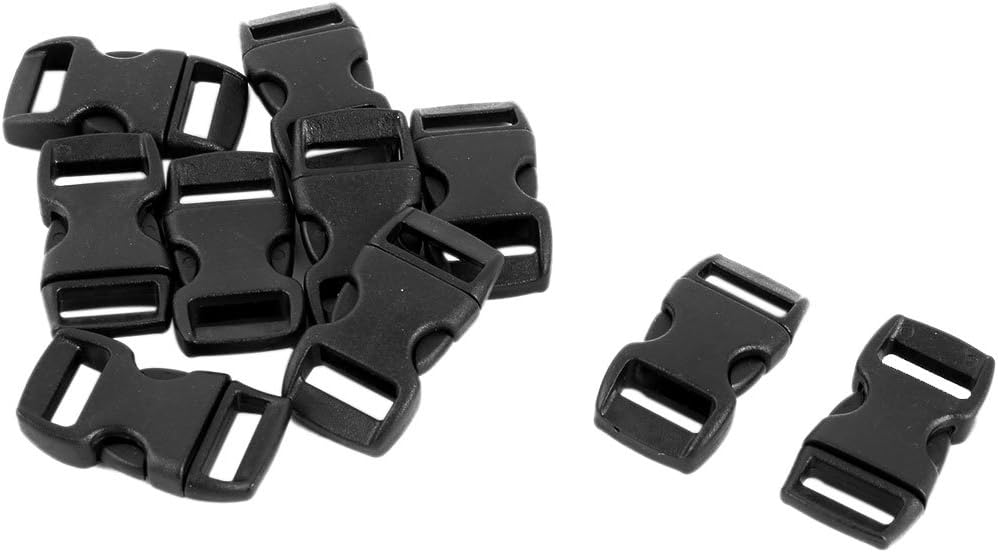 LinkMejor Plastic Side Quick Release Clasp Buckles 10mm Width Webbing Strap 10pcs Black