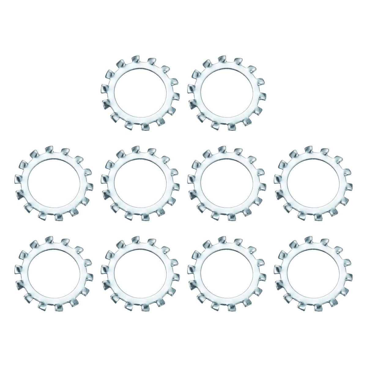 10Pcs 7/8 External Tooth Lock Washer, Zinc-Plated Carbon Steel Multi-Tooth Star Washer Locking Fastener, Silver Tone