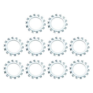 10Pcs 7/8 External Tooth Lock Washer, Zinc-Plated Carbon Steel Multi-Tooth Star Washer Locking Fastener, Silver Tone