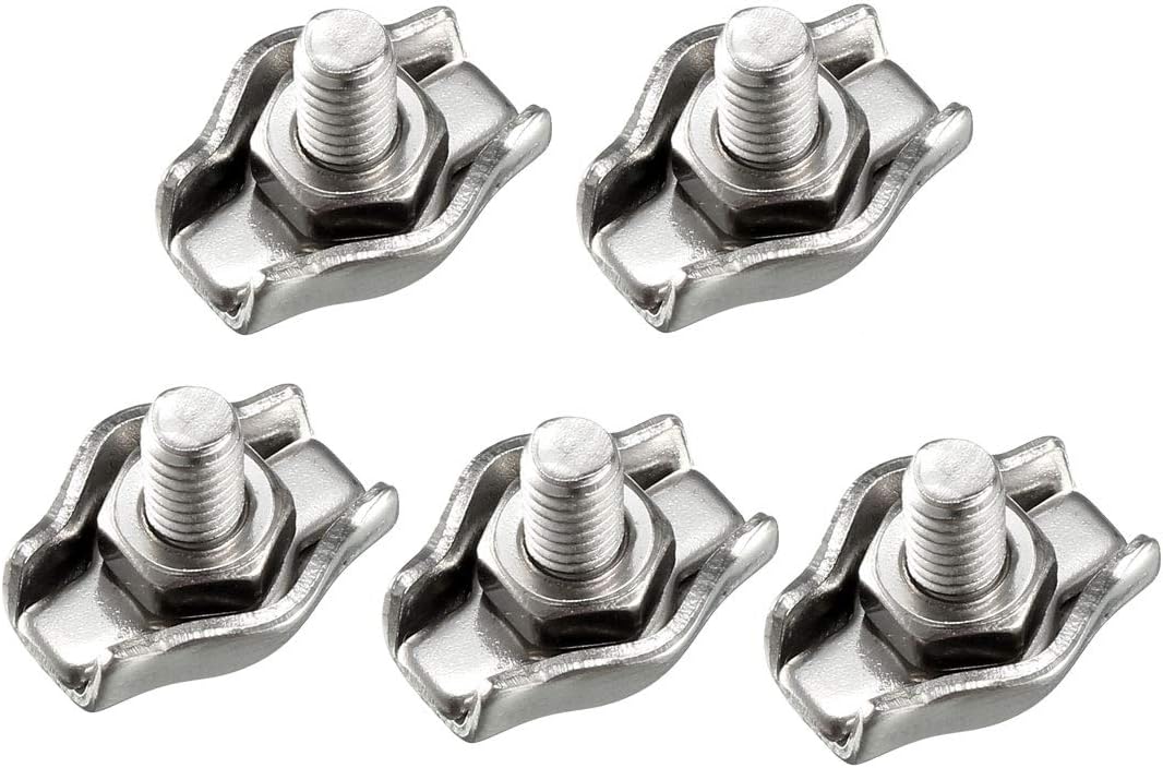 5 Pcs 304 Stainless Steel Single Wire Rope Clip Cable Clamp for 1mm-1.5mm Rope