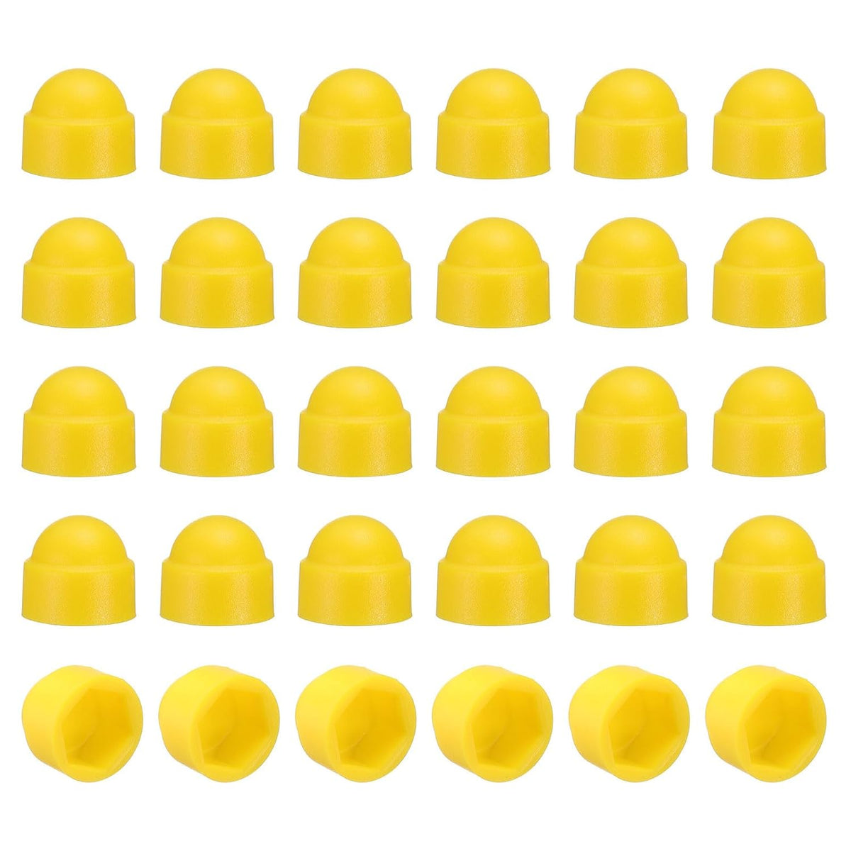 30Pcs Hex Nut Cover, M5x8x9.5mm Plastic Dome Nut Protection Cap Hex Screws Bolt Covers for Indoor Outdoor Furniture Automotive Bolts Decoration, Yellow