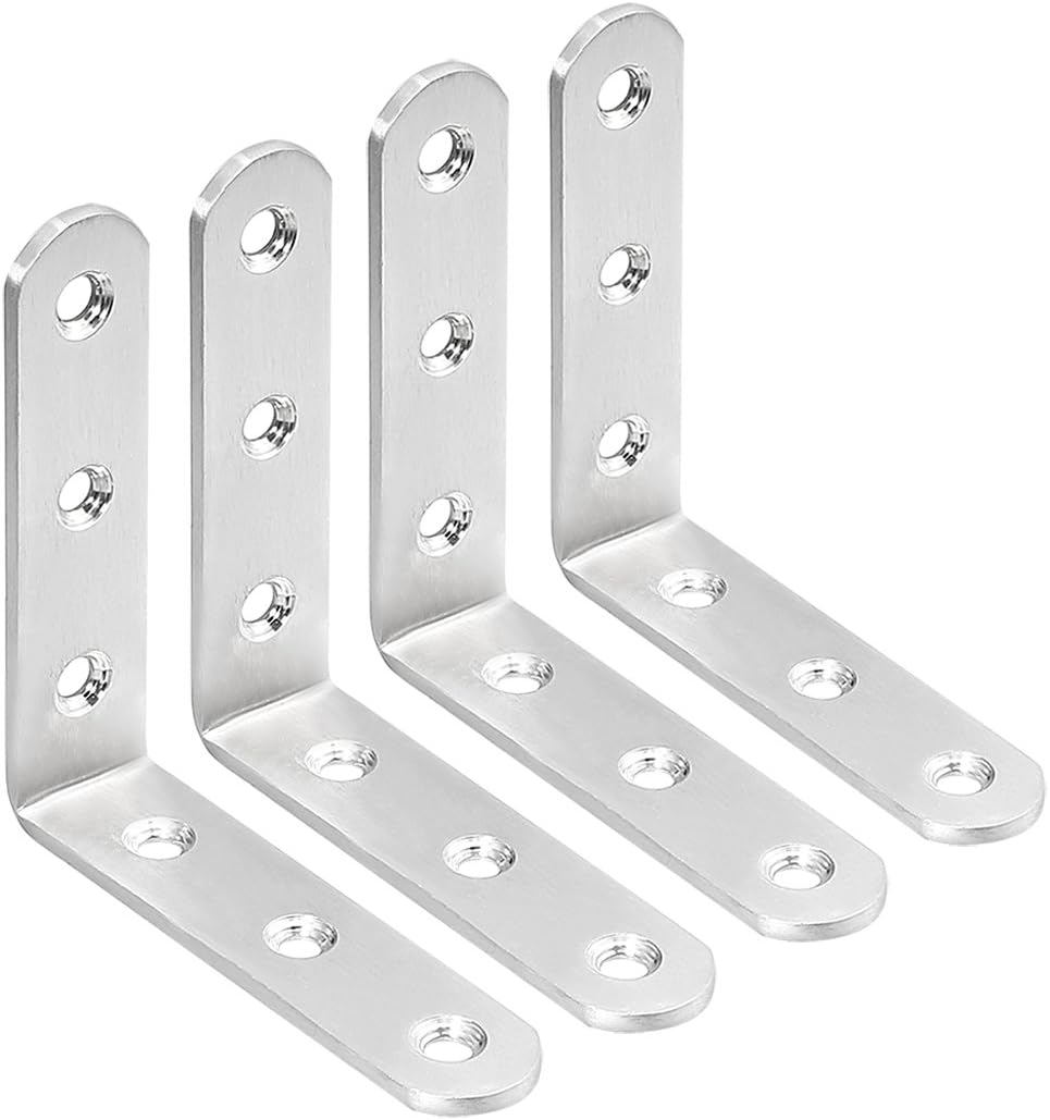 Stainless Steel Shelves Corner Brace 80mmx80mmx20mm, Joint L Shape Right Angle Corner Fastener Joints Support Bracket, Pack of 4