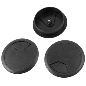 a13092500ux0347 Plastic Desktop Computer 80mm Grommet Cable Hole Cover Black Plastic (Pack of 3)