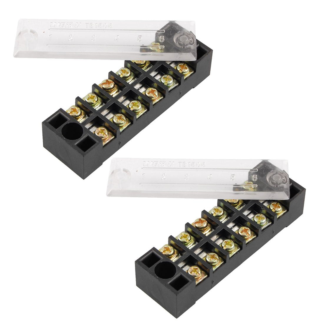 600V 15A 6 Position 12 Screw Terminal Cable Blocks Barrier 2 Pcs