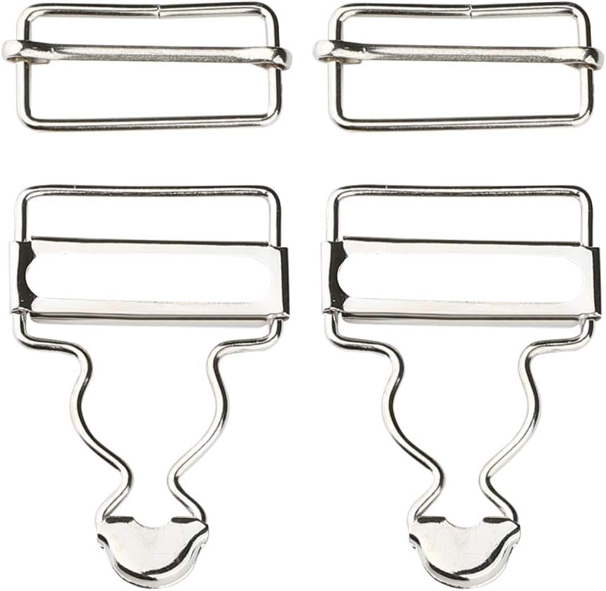 LinkMejor 5Pcs Silver Dungarees Strap Adjuster Fastener Clip Suspender Buckle with Rectangle Slider